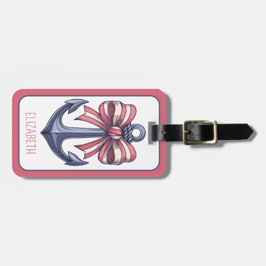 Blaue Ankerstange mit rotem und weißem Streifen Gepäckanhänger (Vorderseite horizontal)