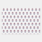 Blaue Ankerstange mit rotem und weißem Streifen Geschenkpapier Set (Vorderseite 3)