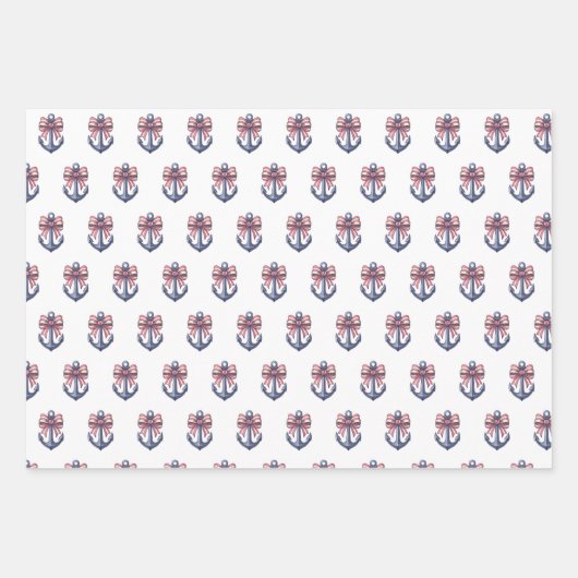 Blaue Ankerstange mit rotem und weißem Streifen Geschenkpapier Set (Vorderseite 3)