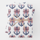 Blaue Ankerstange mit rotem und weißem Streifen Geschenkpapier Set (Beispiel)