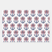 Blaue Ankerstange mit rotem und weißem Streifen Geschenkpapier Set (Vorderseite)