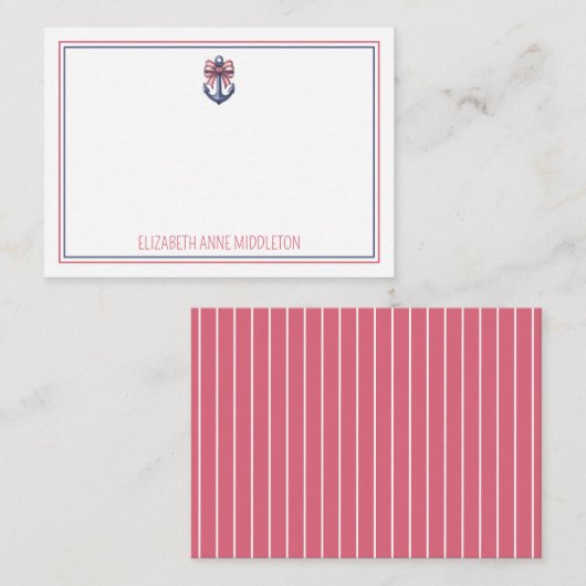 Blaue Ankerstange mit rotem und weißem Streifen Mitteilungskarte (Vorne/Hinten)