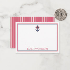 Blaue Ankerstange mit rotem und weißem Streifen Mitteilungskarte