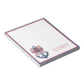 Blaue Ankerstange mit rotem und weißem Streifen Notizblock (angewinkelt)