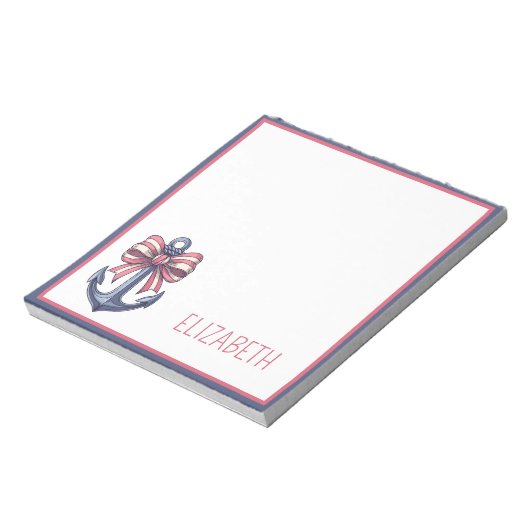 Blaue Ankerstange mit rotem und weißem Streifen Notizblock (Rotiert)