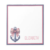 Blaue Ankerstange mit rotem und weißem Streifen Notizblock (Vorderseite)