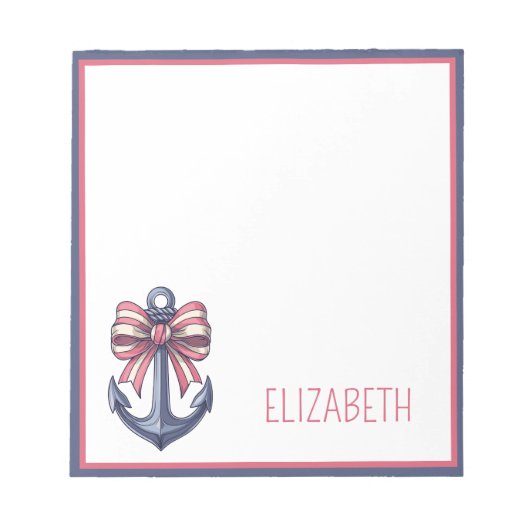 Blaue Ankerstange mit rotem und weißem Streifen Notizblock (Vorderseite)