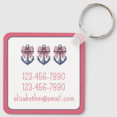 Blaue Ankerstange mit rotem und weißem Streifen Schlüsselanhänger (Rückseite)