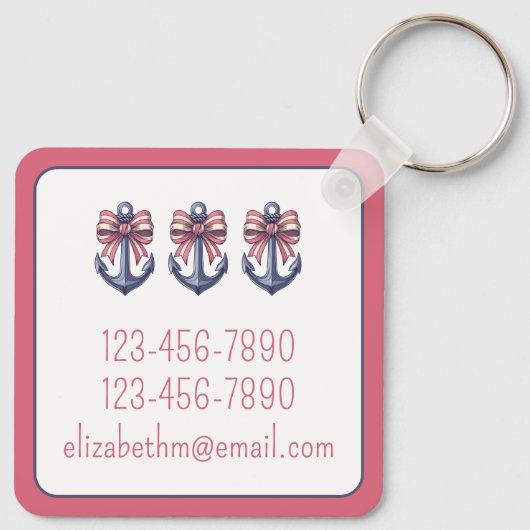 Blaue Ankerstange mit rotem und weißem Streifen Schlüsselanhänger (Rückseite)