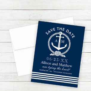 Blaue Ankerstreifen für die Nautische Marine Hochz Save The Date