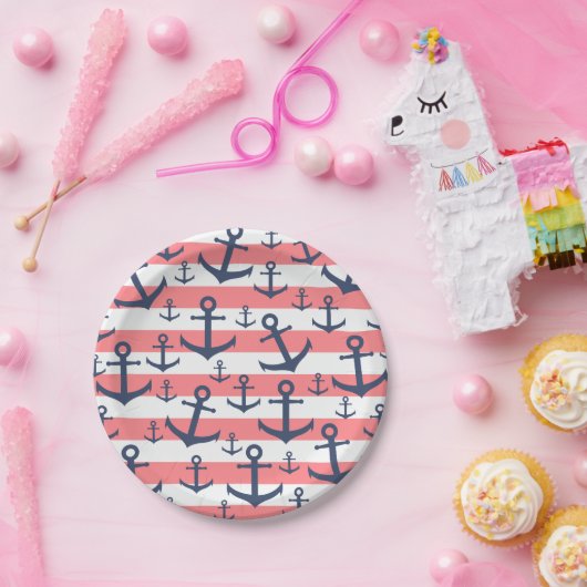 Blaue Ankerstruktur der Korallenriffe Pappteller (Party)