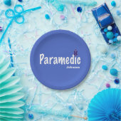 BLAUE Anpassbarer Name Paramedic Pappteller (Party)