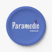 BLAUE Anpassbarer Name Paramedic Pappteller (Vorderseite)