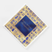 Blaue antike ägyptische Hieroglyphie Kunst, Dichtu Serviette (Ecke)