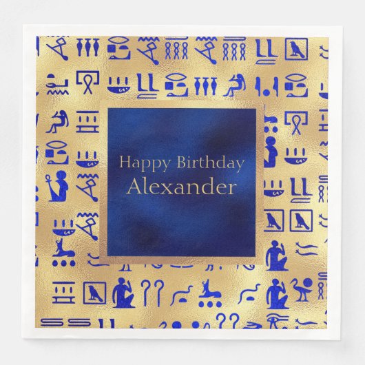 Blaue antike ägyptische Hieroglyphie Kunst, Dichtu Serviette (Vorderseite)