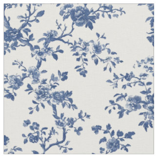 Blaue Antike Blumen-Toile-Muster Stoff