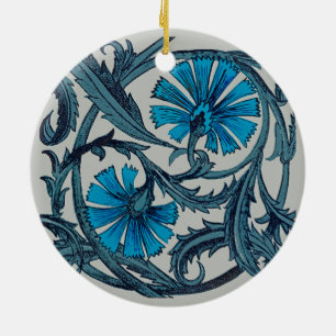 Blaue antike Blumenkunst rustikale Fliesendekorati Keramik Ornament