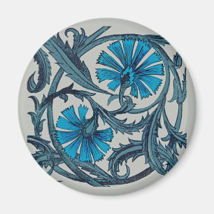 Blaue antike Blumenkunst rustikale Fliesendekorati Magnet