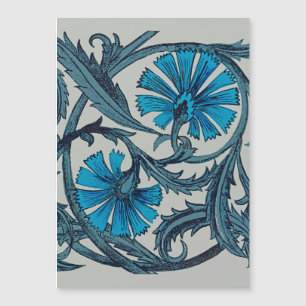 Blaue antike Blumenkunst rustikale Fliesendekorati Magnetkarte