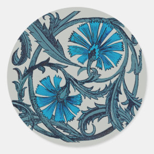 Blaue antike Blumenkunst rustikale Fliesendekorati Runder Aufkleber