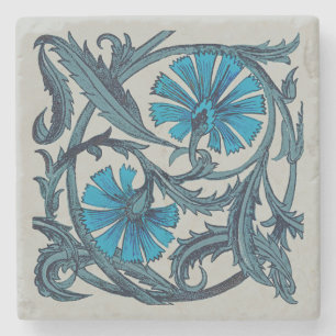 Blaue antike Blumenkunst rustikale Fliesendekorati Steinuntersetzer