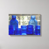 Blaue antike Glasflaschen (Canvas Print) Leinwanddruck (Vorderseite)