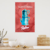 Blaue antike Kaffeekanne Poster (Küche)
