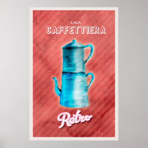Blaue antike Kaffeekanne Poster