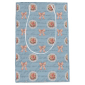 Blaue antike Lettertoilbücher Rosa Rosen Mittlere Geschenktüte (Vorderseite)