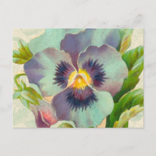 Blaue antike Stiefmütterchen-Wasserfarbe Postkarte (Vorderseite)