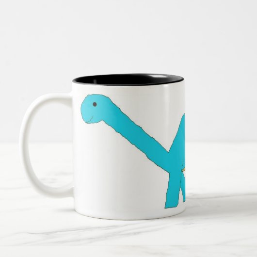 Blaue Apatosaurus-Tasse Zweifarbige Tasse (Links)