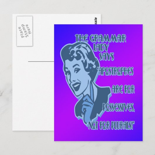 Blaue Apostrophen Postkarten (Vorne/Hinten)