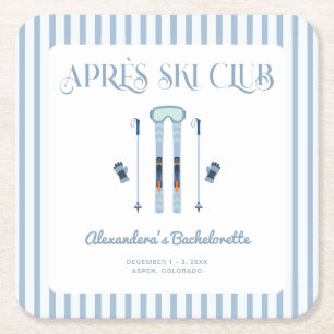 Blaue Après-Ski-Junggesellinnenabschiedsparty Rechteckiger Pappuntersetzer