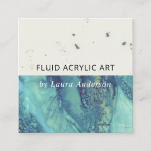 BLAUE AQUA AQUAMARIN FLUID ACRYLIC RESIN ART ARTIS QUADRATISCHE VISITENKARTE