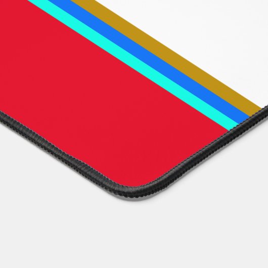 Blaue Aqua Braune Streifen auf hellroten Streifen Schreibtischunterlage (Ecke)