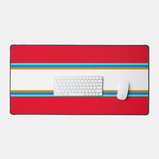 Blaue Aqua Braune Streifen auf hellroten Streifen Schreibtischunterlage (Tastatur & Maus)