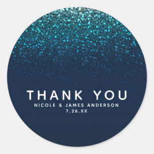 Blaue Aqua-Marine Glitter Funkeln Süße 16 Party Runder Aufkleber