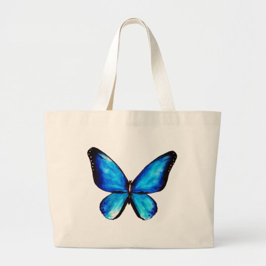 Blaue Aqua-Schmetterling-Aquarell Jumbo Stoffbeutel (Vorne)