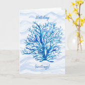 Blaue-aquafarbene Korallensilhouette Karte (Gelbe Blume)