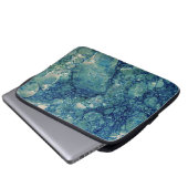 Blaue Aquamarin grüne Marmorstruktur Laptopschutzhülle (Vorne Knopf)