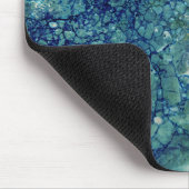 Blaue Aquamarin grüne Marmorstruktur Mousepad (Ecke)