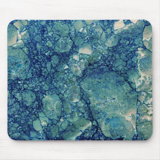 Blaue Aquamarin grüne Marmorstruktur Mousepad (Vorne)