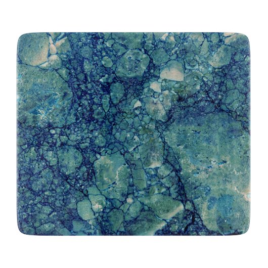 Blaue Aquamarin grüne Marmorstruktur Schneidebrett (Vorderseite)