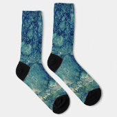 Blaue Aquamarin grüne Marmorstruktur Socken (Rechts)