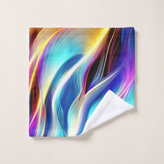 Blaue Aquamarin rosa gelbe weiße Abstraktion Badhandtuch Set (Waschlappen)