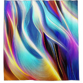 Blaue Aquamarin rosa gelbe weiße Abstraktion Duschvorhang (Vorderseite)