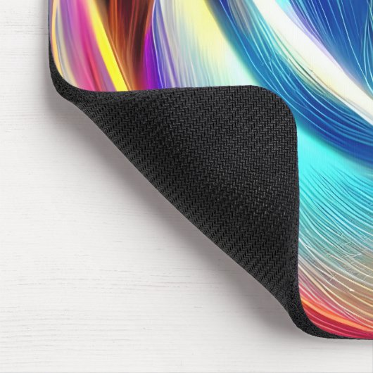 Blaue Aquamarin rosa gelbe weiße Abstraktion Mousepad (Ecke)