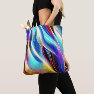 Blaue Aquamarin rosa gelbe weiße Abstraktion Tasche