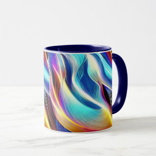 Blaue Aquamarin rosa gelbe weiße Abstraktion Tasse