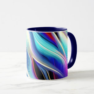 Blaue Aquamarin rosa gelbe weiße Abstraktion Tasse
